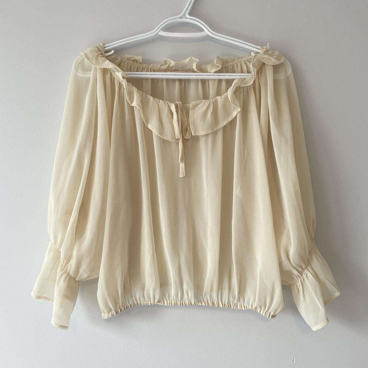 Miss Selfridge Women's Cream Blouse | Depop