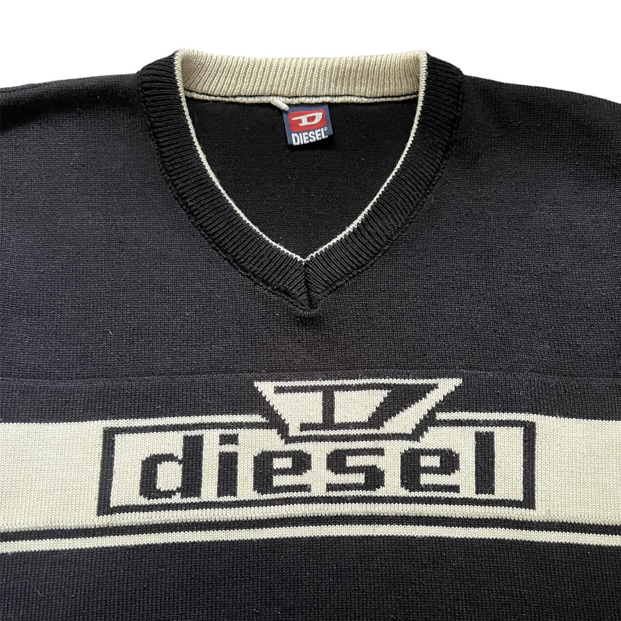 diesel jumper knit spell out // size medium // open... - Depop