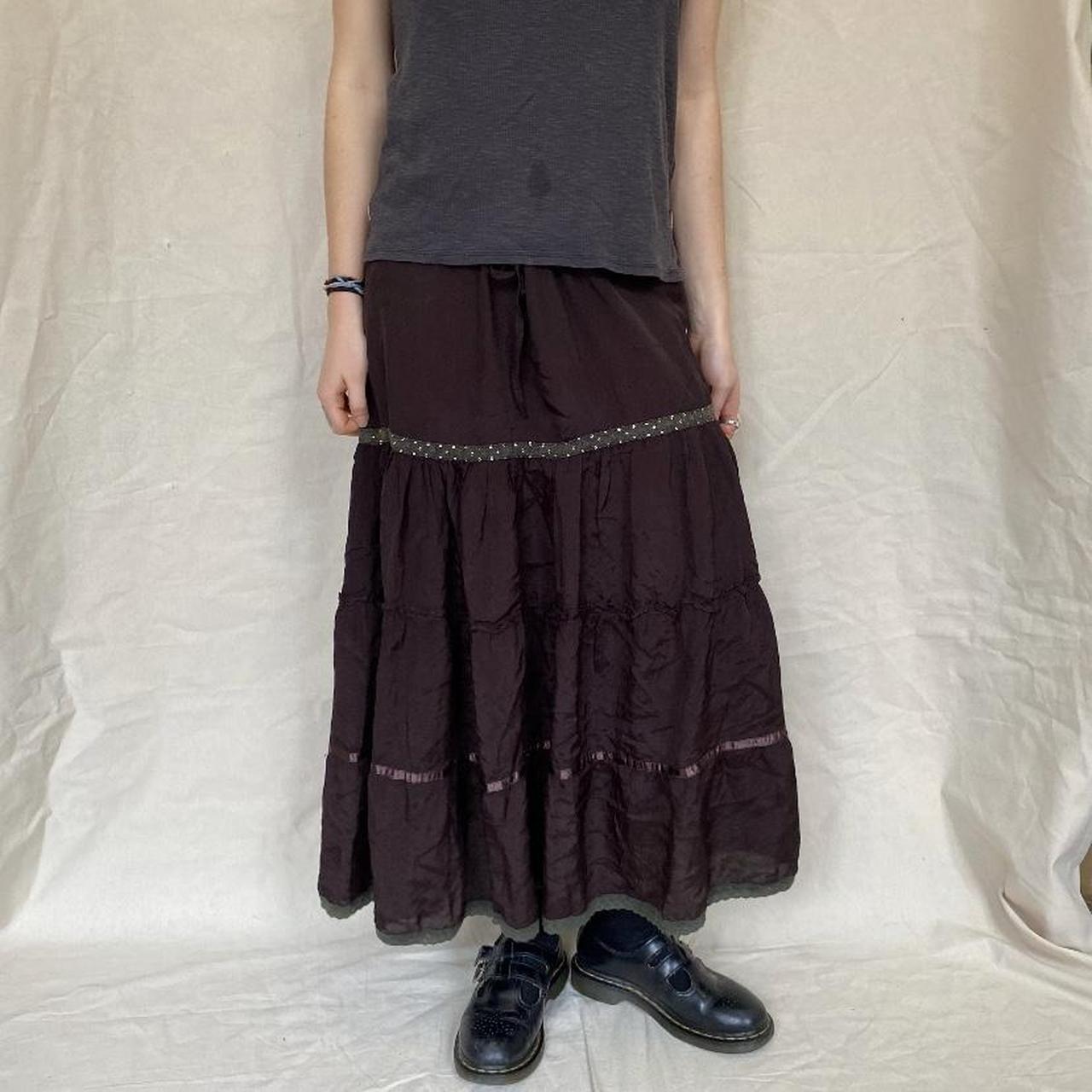 Super cool vintage brown long tiered maxi... - Depop