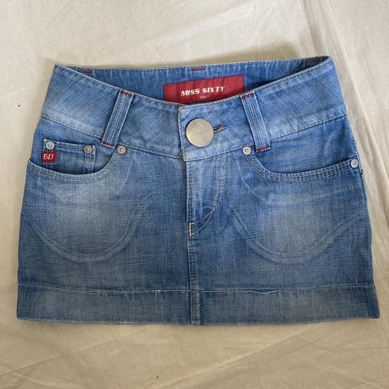 INSANE miss sixty vintage denim skirt, nicest mini... - Depop