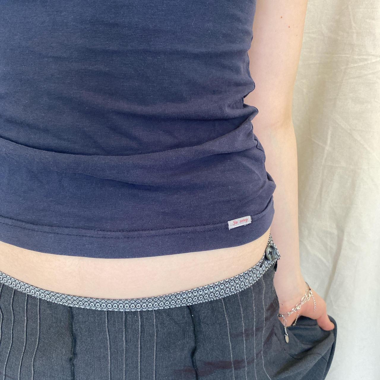 Super cool navy ribbed navy top, perfect basic for... - Depop