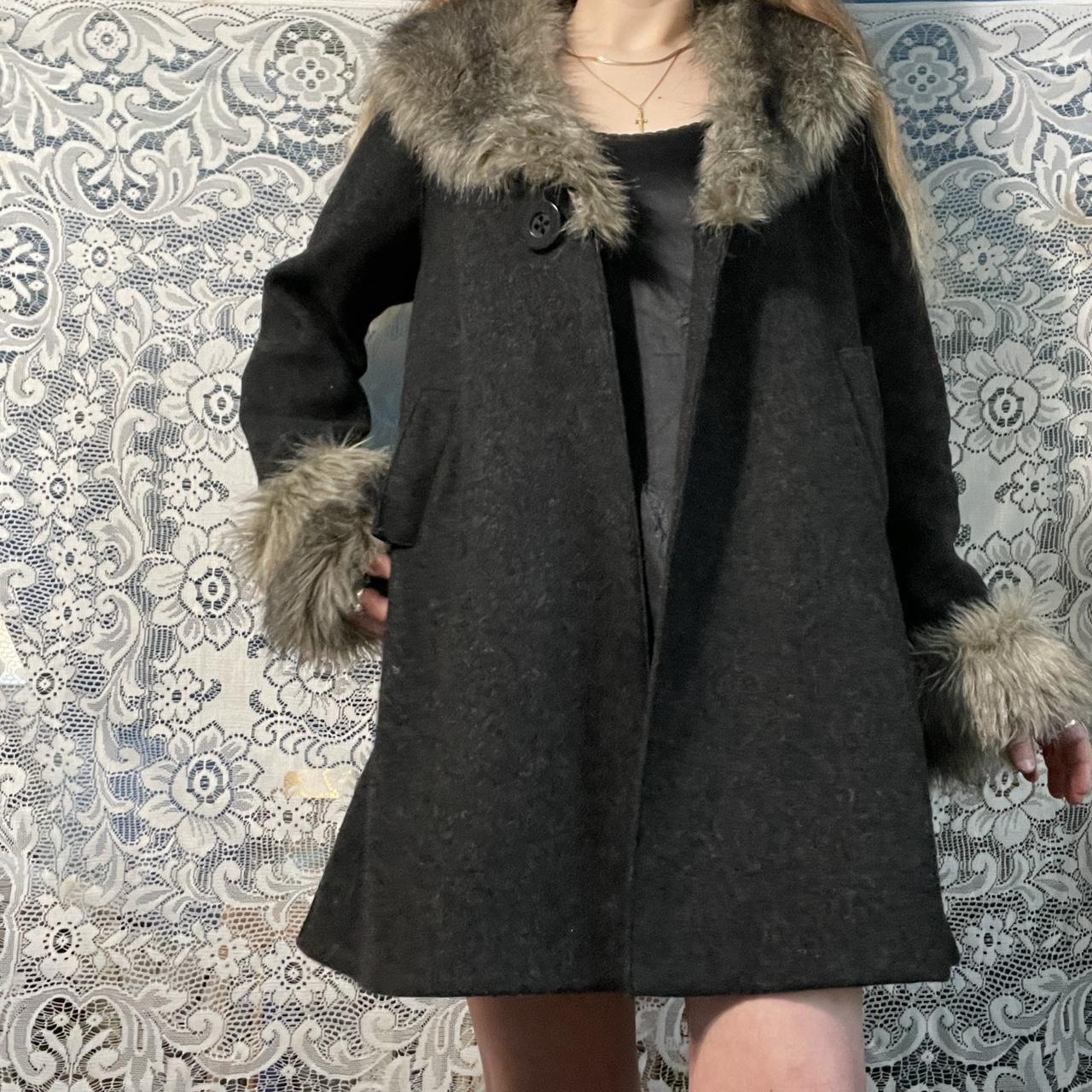 Vintage Jones New York Fur factory Trimmed Coat