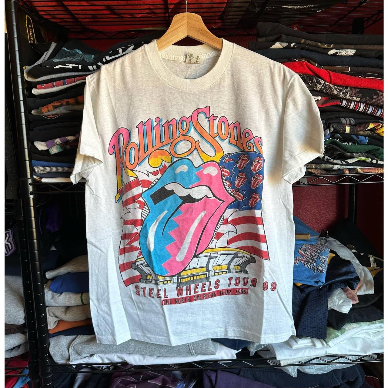 Rolling Stones 1989 Steel wheels Tee size Medium In... - Depop