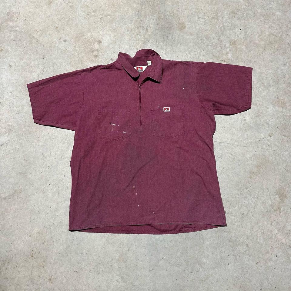 Vintage 90s Burgundy Ben Davis Half Zip size XL in - Depop