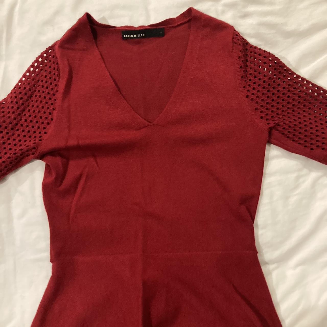 karen millen red / burgundy top super nice material,... Depop