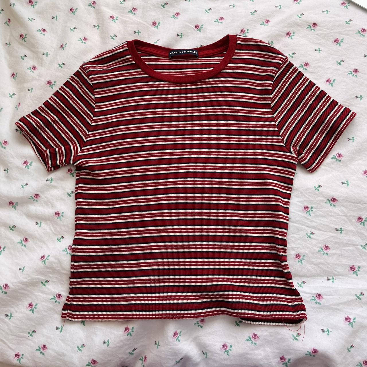 brandy melville red striped baby tee ☆ ♡ bought... Depop