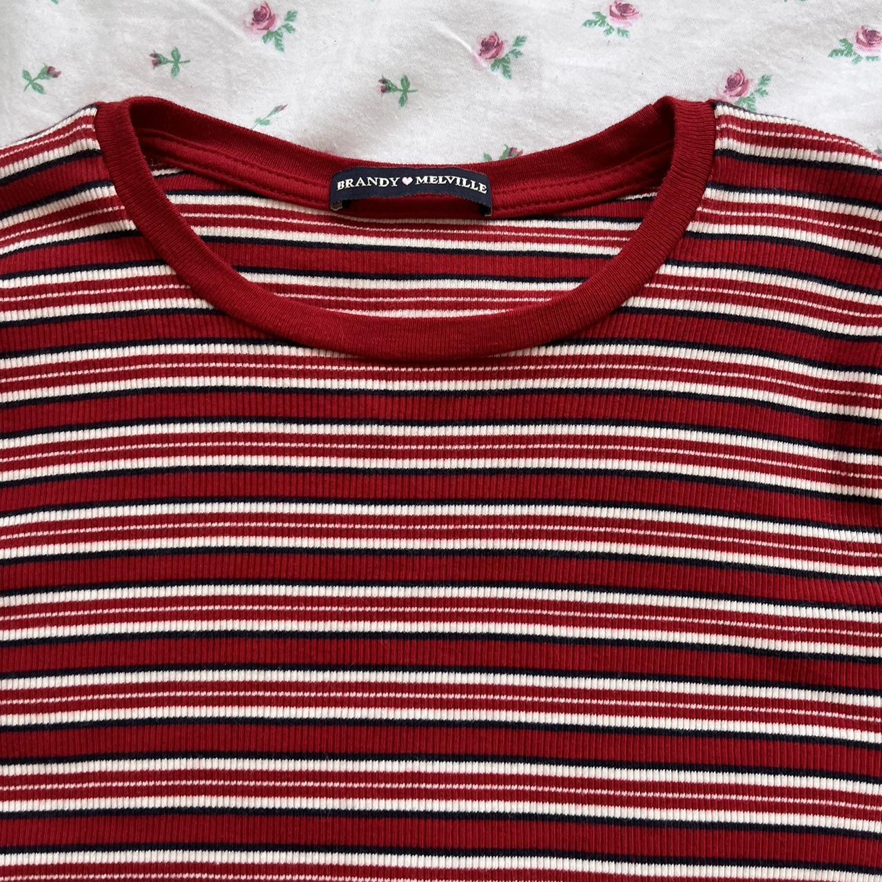 brandy melville red striped baby tee ☆ ♡ bought... Depop