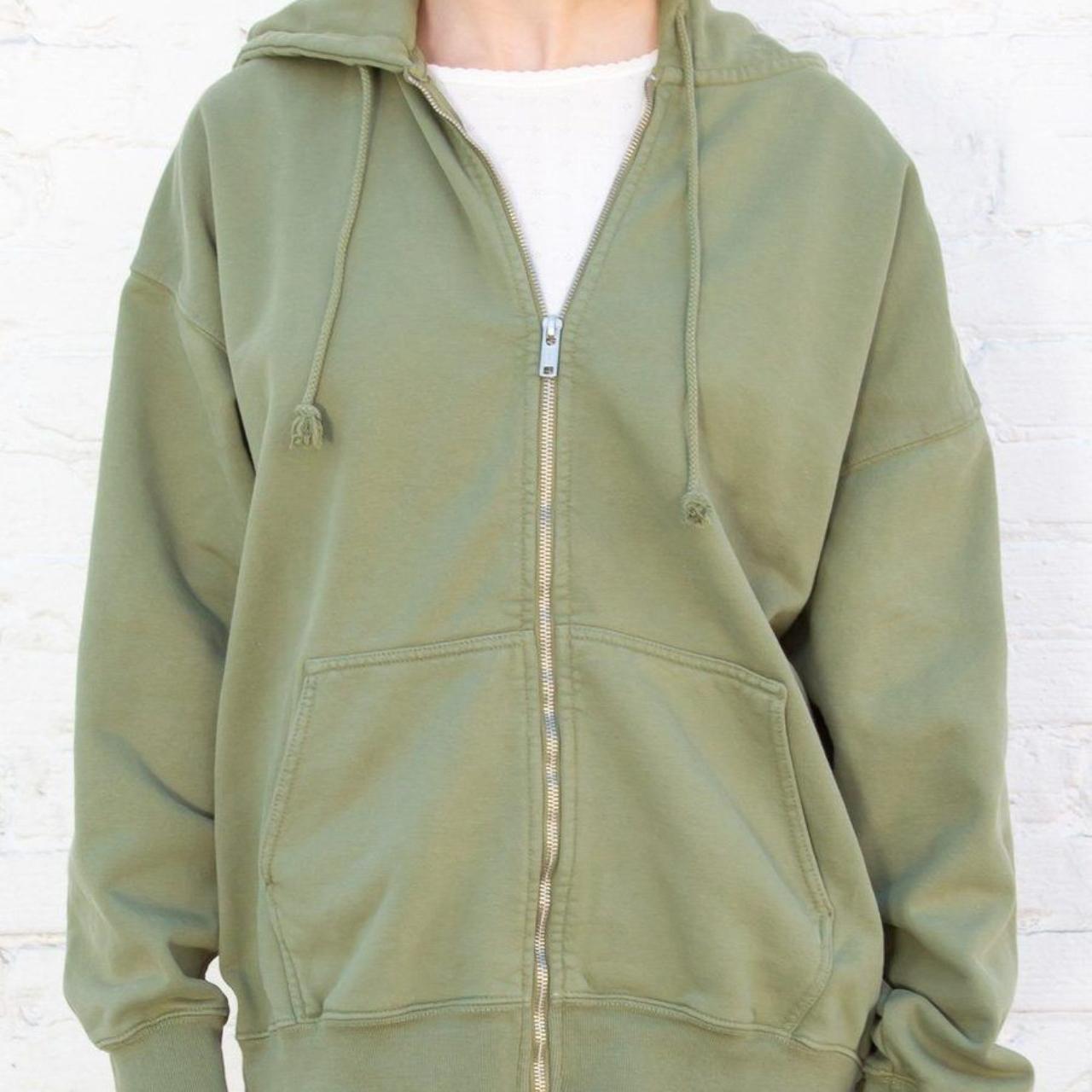 Brandy Melville Light Green Zip-Up Hoodie Sweatshirt - M/L (Approx