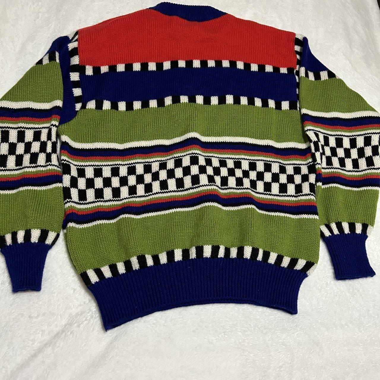 super dope rare vintage 90s knit checkered sweater... - Depop