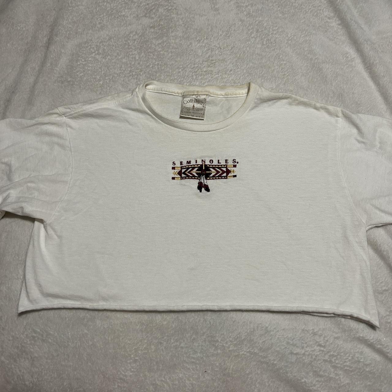 vintage made in usa fsu crop top embroidered... - Depop