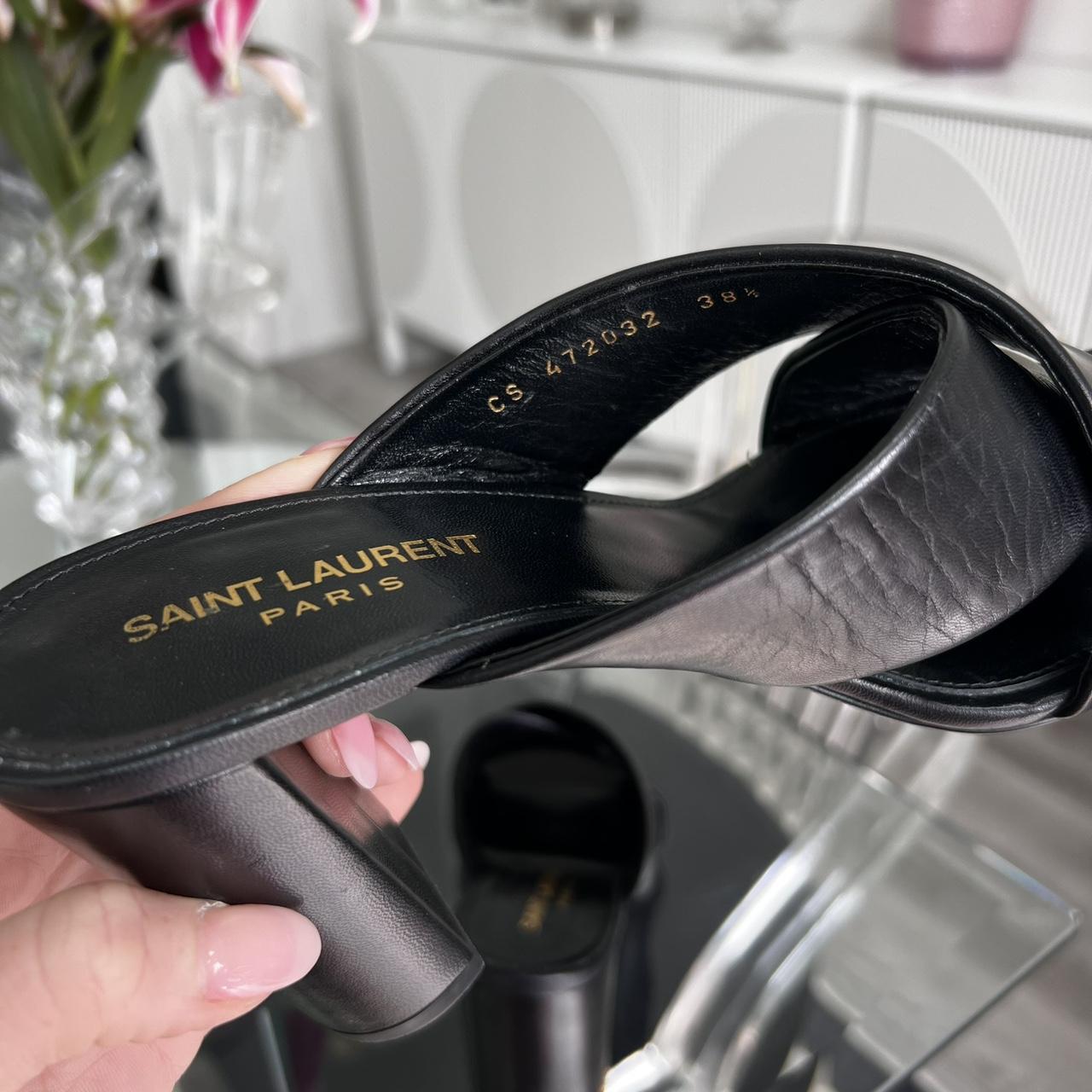 YSL Saint Laurent LouLou Black Leather Block Heel | Depop