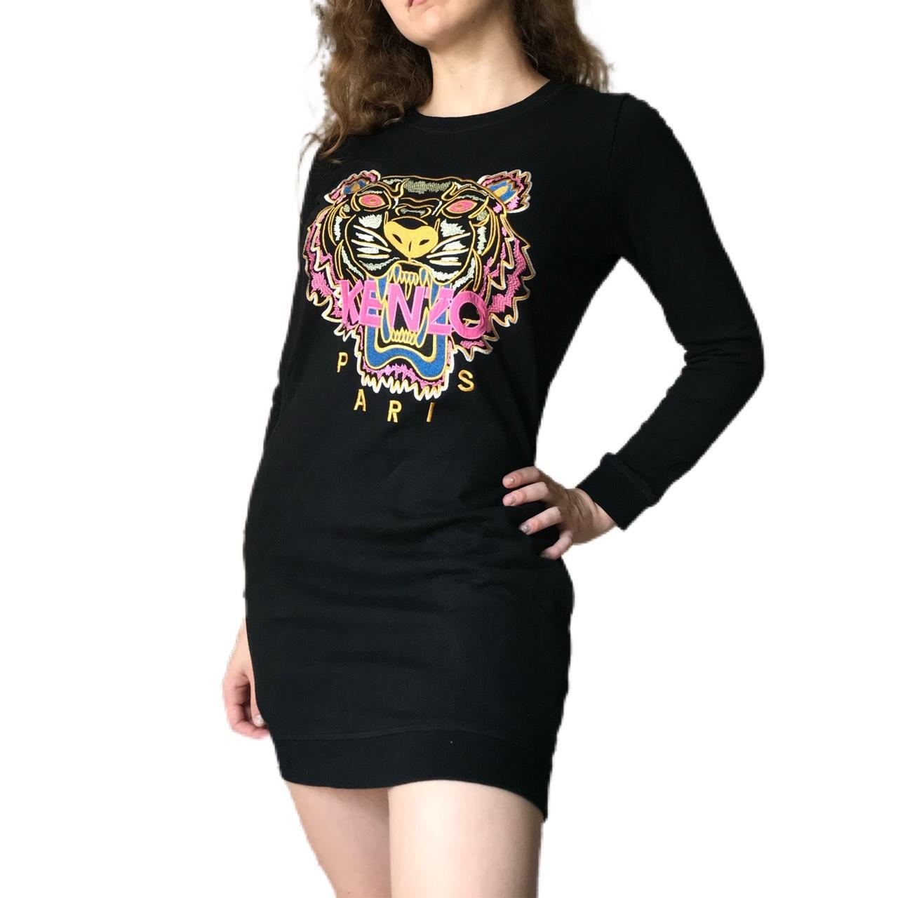 Kenzo black sweatshirt dress with tiger embroidery | Depop