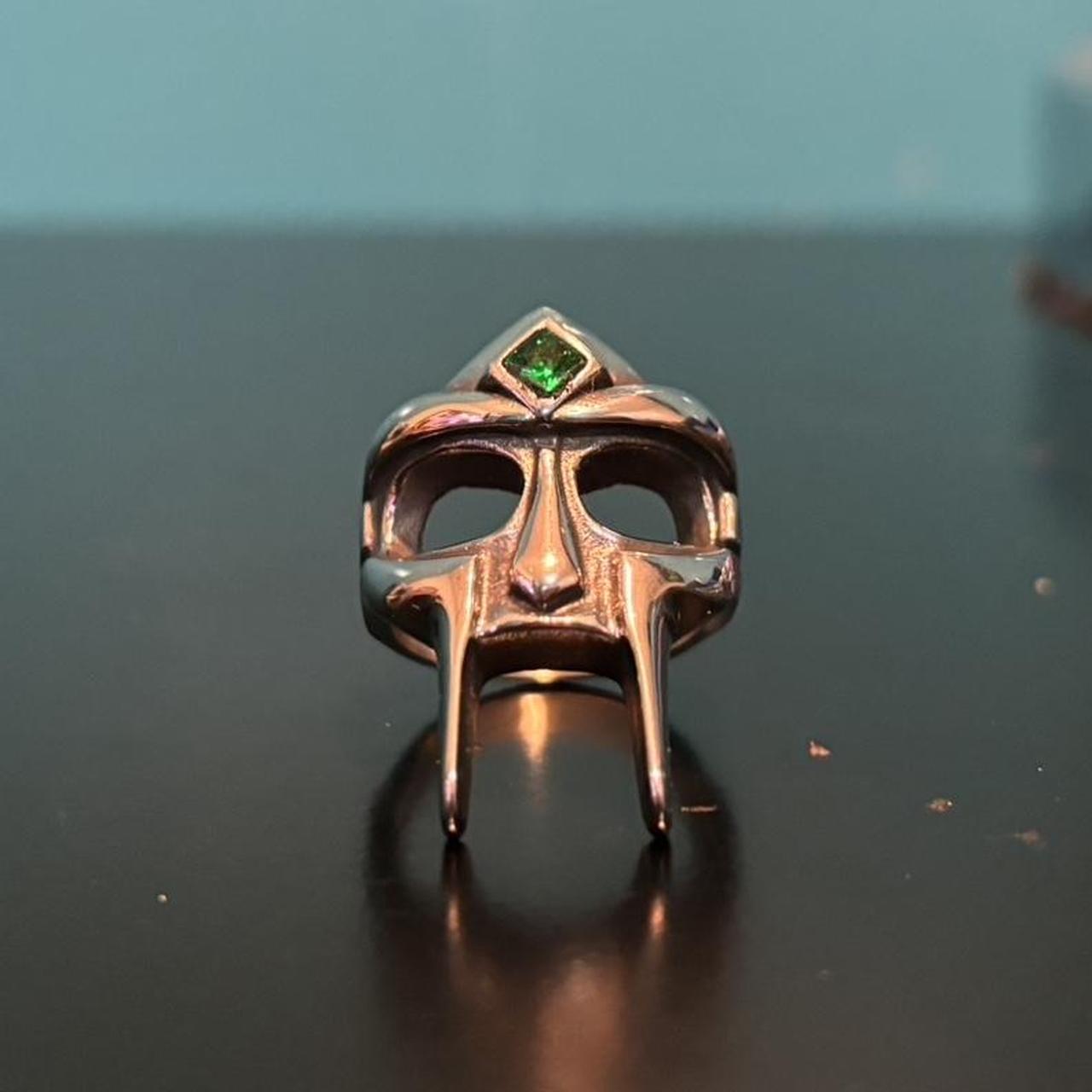 MF DOOM GREEN GEM MASK STAINLESS STEEL RING (MEN) |... - Depop