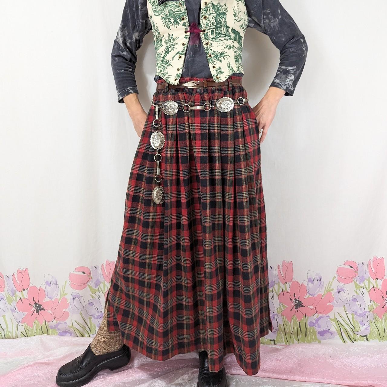 Vintage plaid flannel maxi skirt. Orvis brand, size... Depop