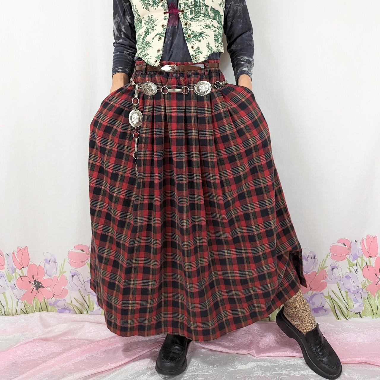 Vintage plaid flannel maxi skirt. Orvis brand, size... Depop