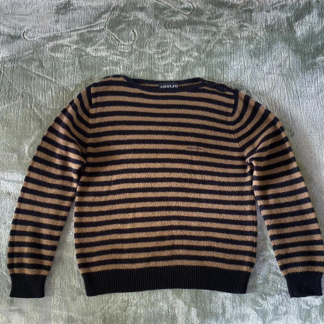 Black & Brown striped sweater Labeled Large but fits... - Depop
