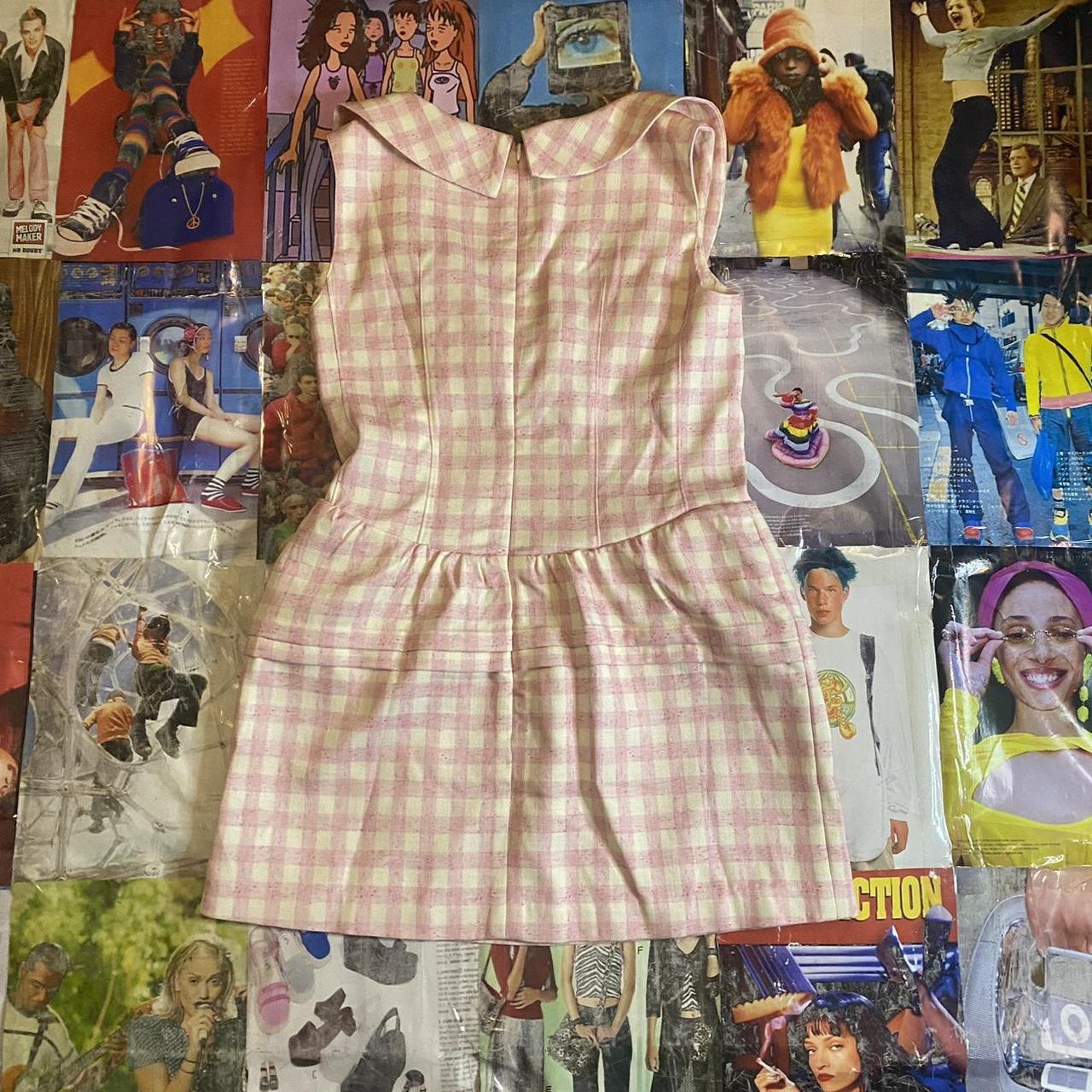 Pink gingham mini dress. Super cute 60s style cut... - Depop