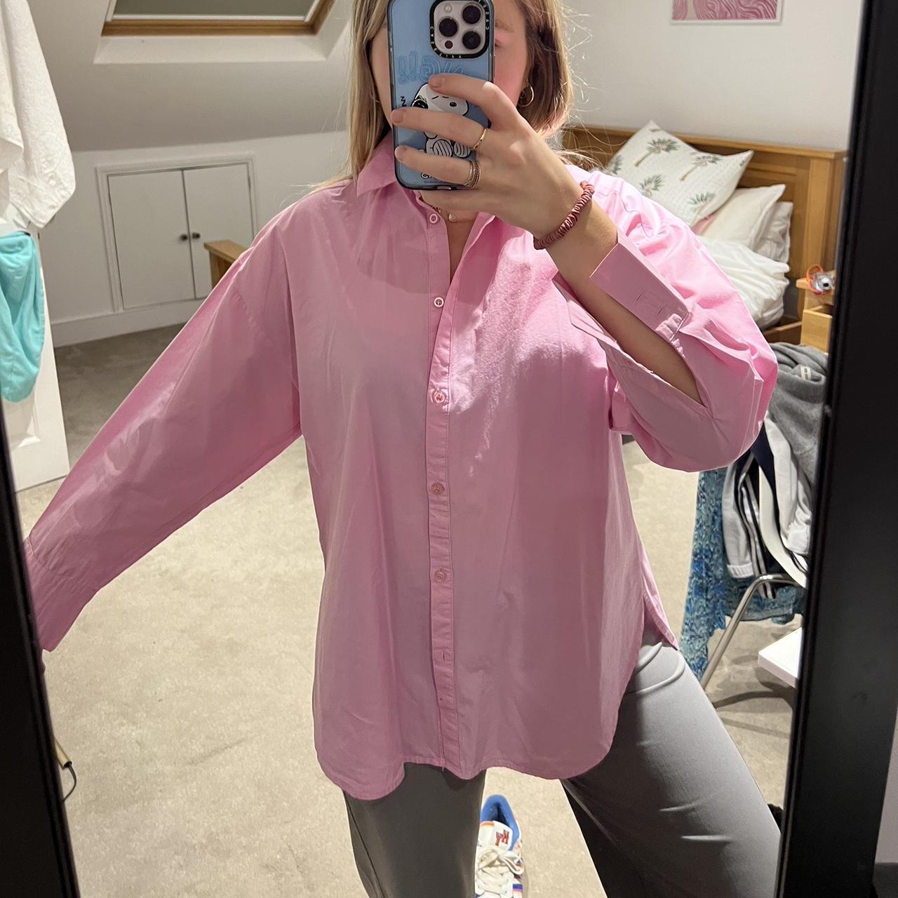 Oversized pink shirt! Pink button down shirt. Nicely... Depop