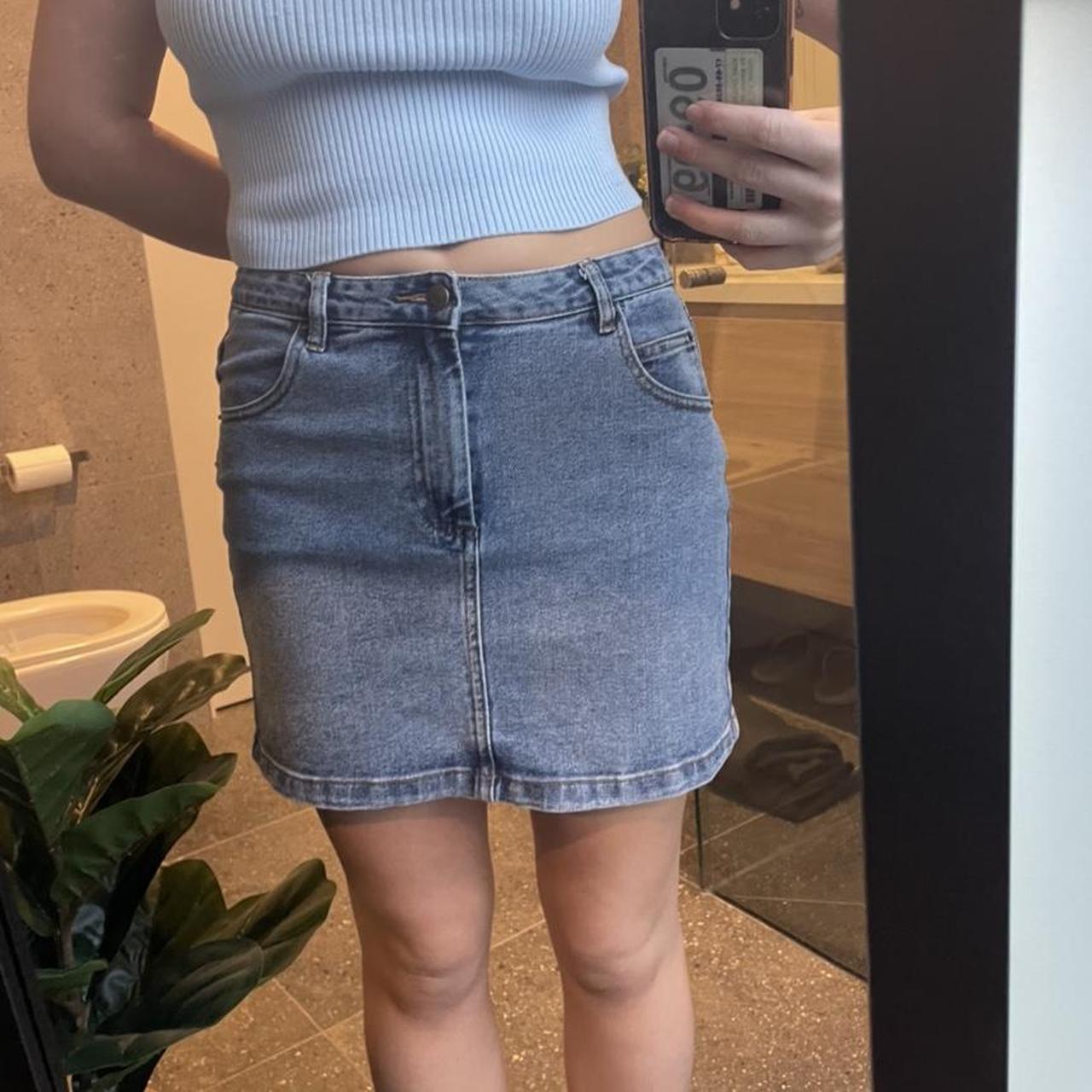 glassons denim mini skirt size 10, true to... Depop