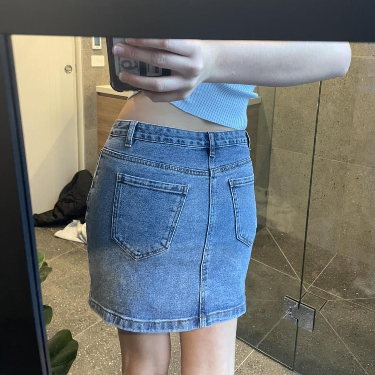 glassons denim mini skirt size 10, true to... - Depop