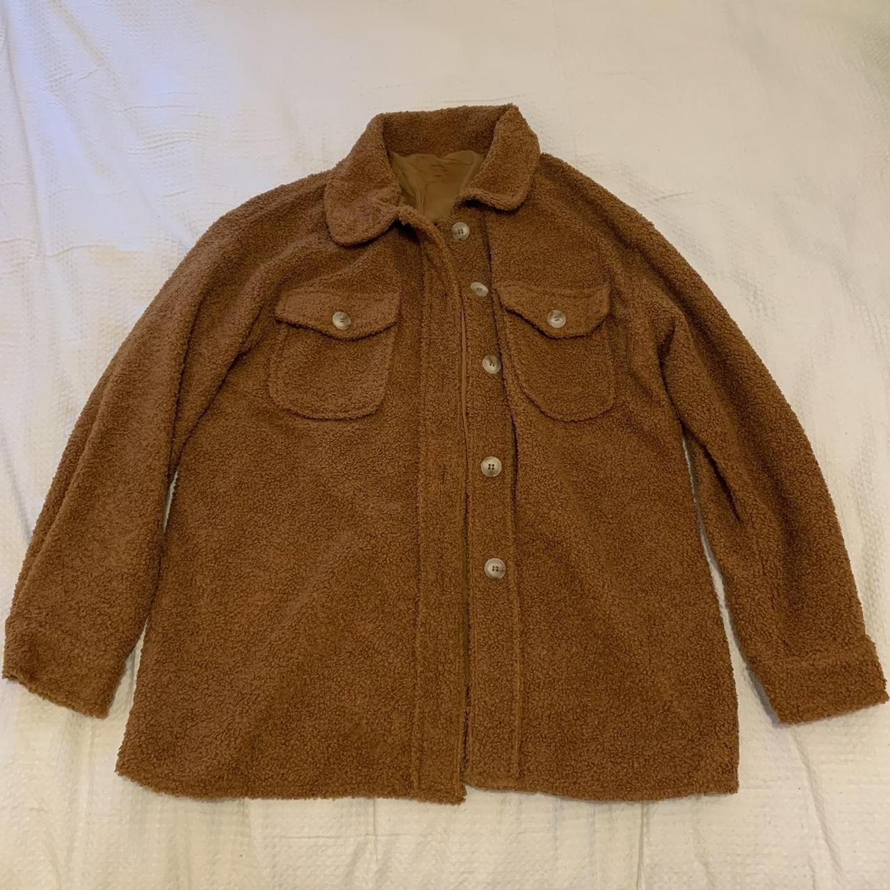 Brown teddy jacket - Depop