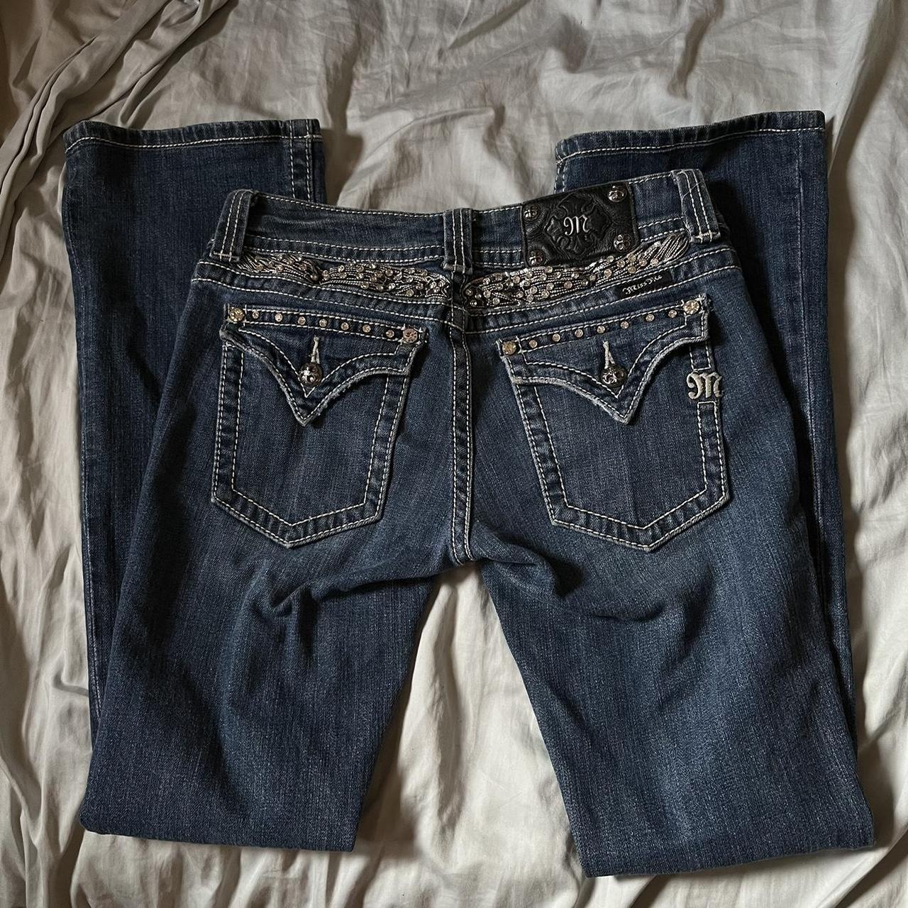 Y2K cybercore angel wing miss me bootcut jeans I... - Depop