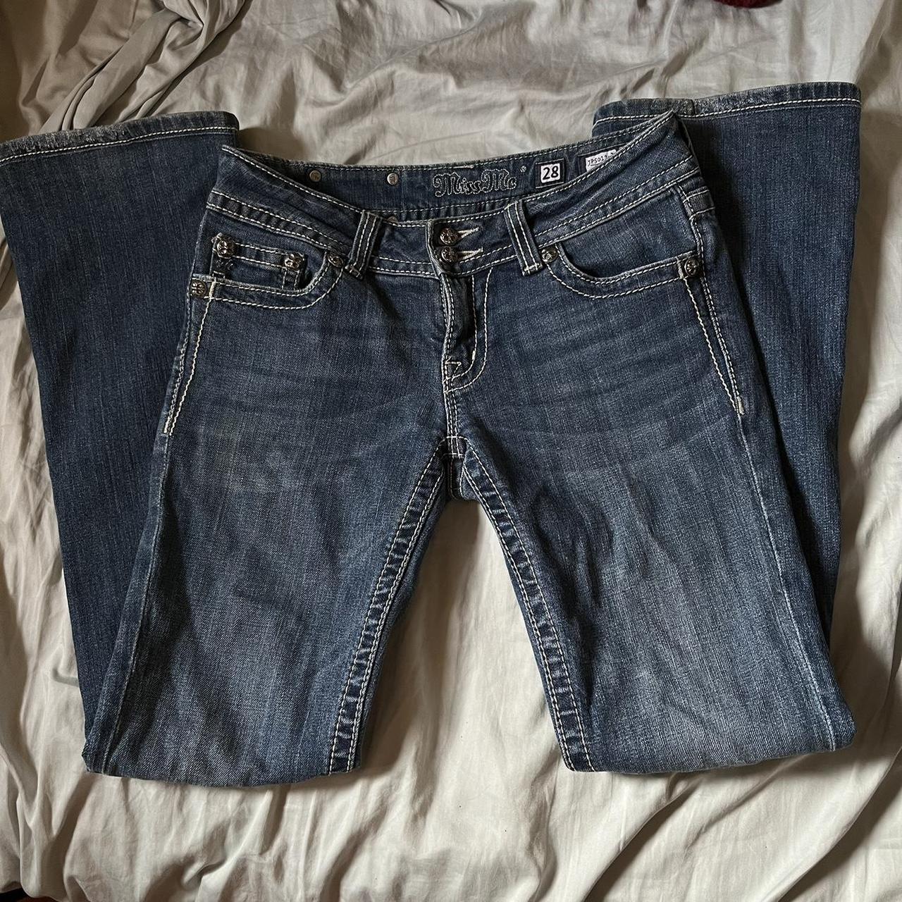 Y2K cybercore angel wing miss me bootcut jeans I... - Depop