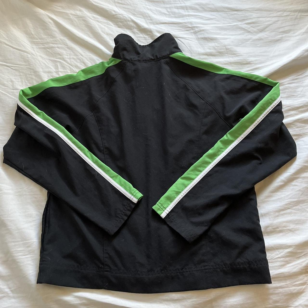 vintage black & green zip up windbreaker size:... - Depop