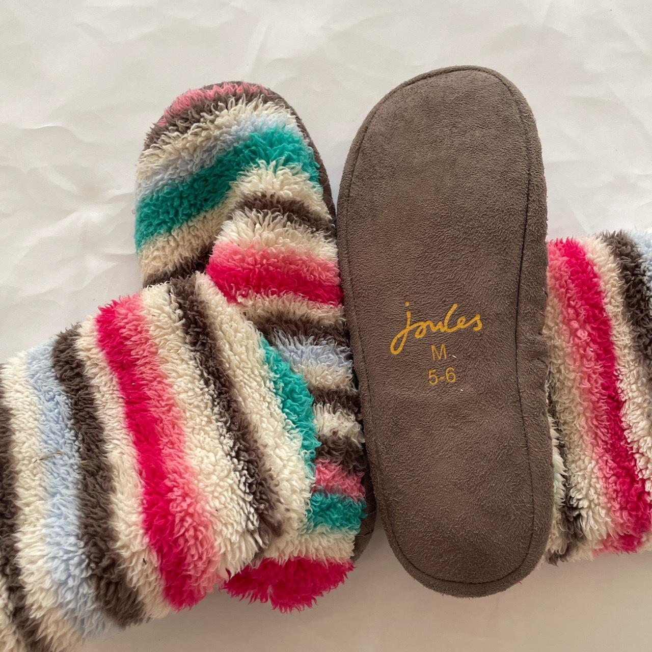 Joules Multi colour strip fluffy slipper boots/... Depop