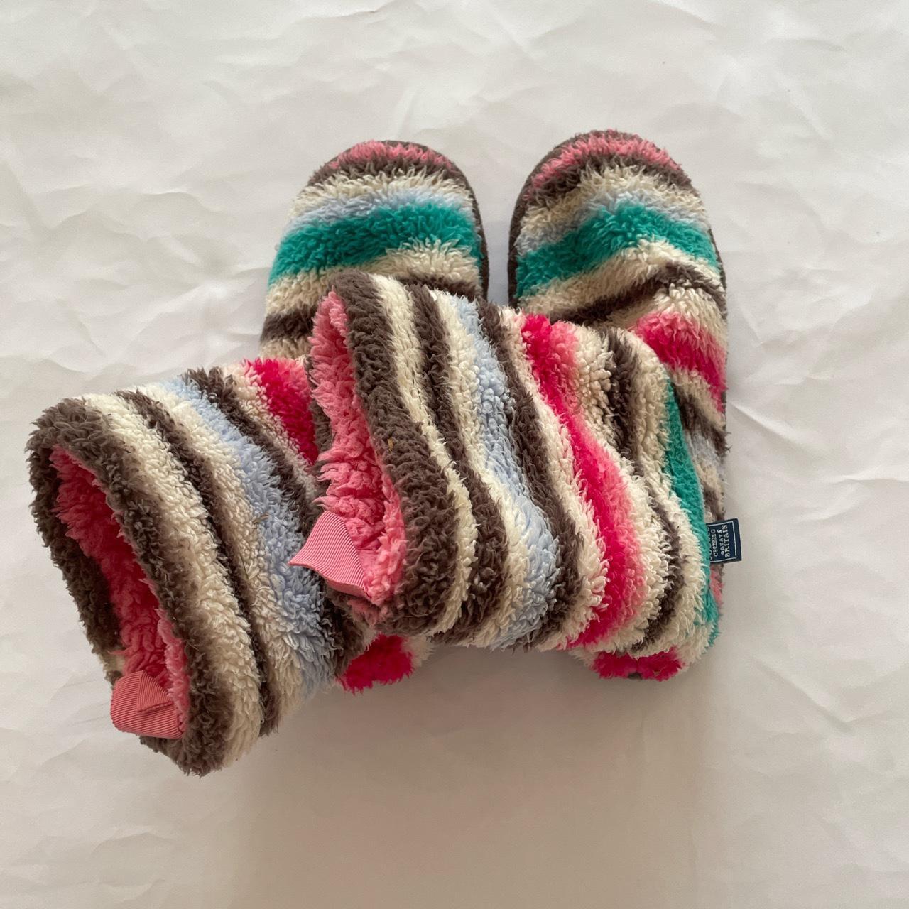 Joules Multi colour strip fluffy slipper boots/... Depop