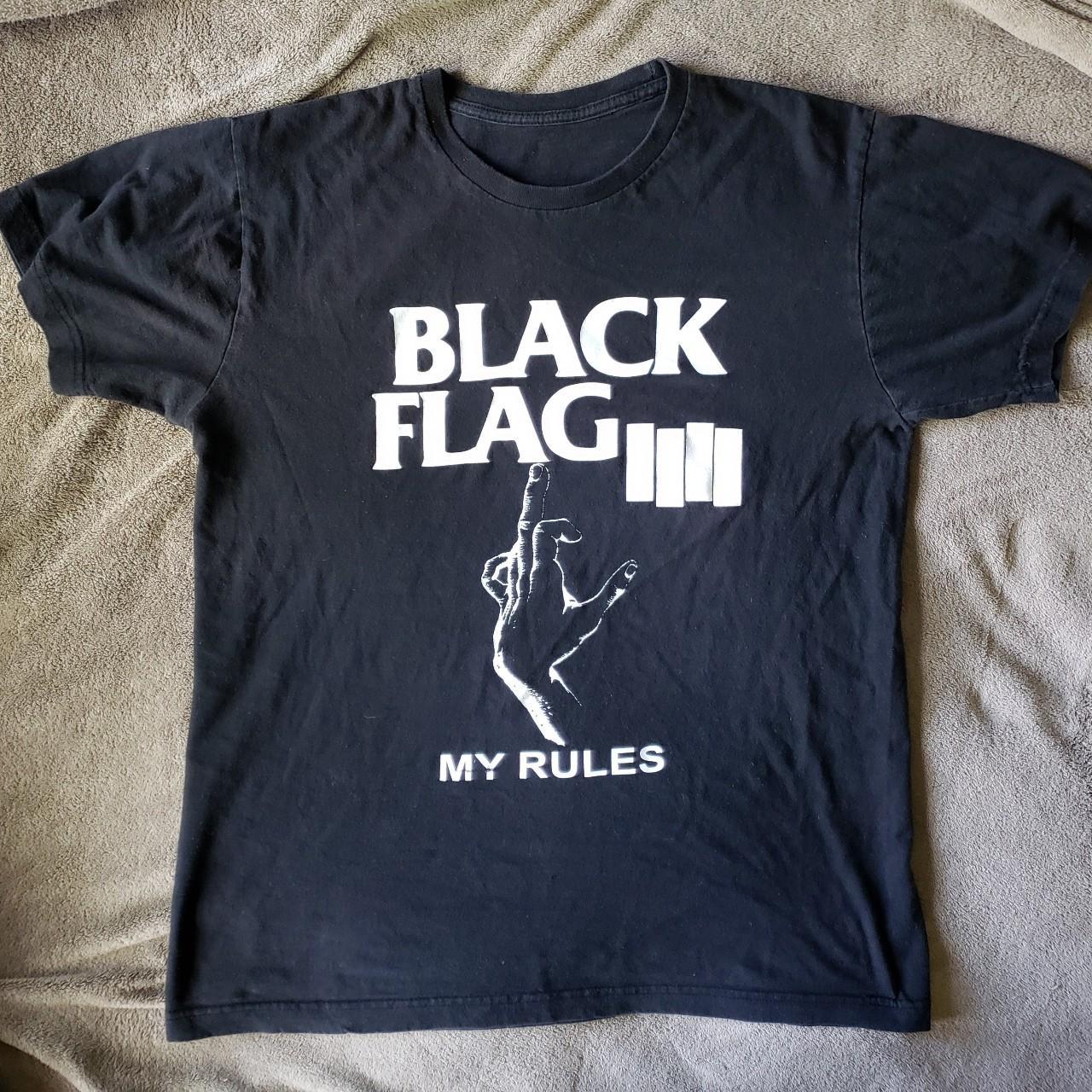 Black Flag My Rules in black, tag removed, but fits... - Depop