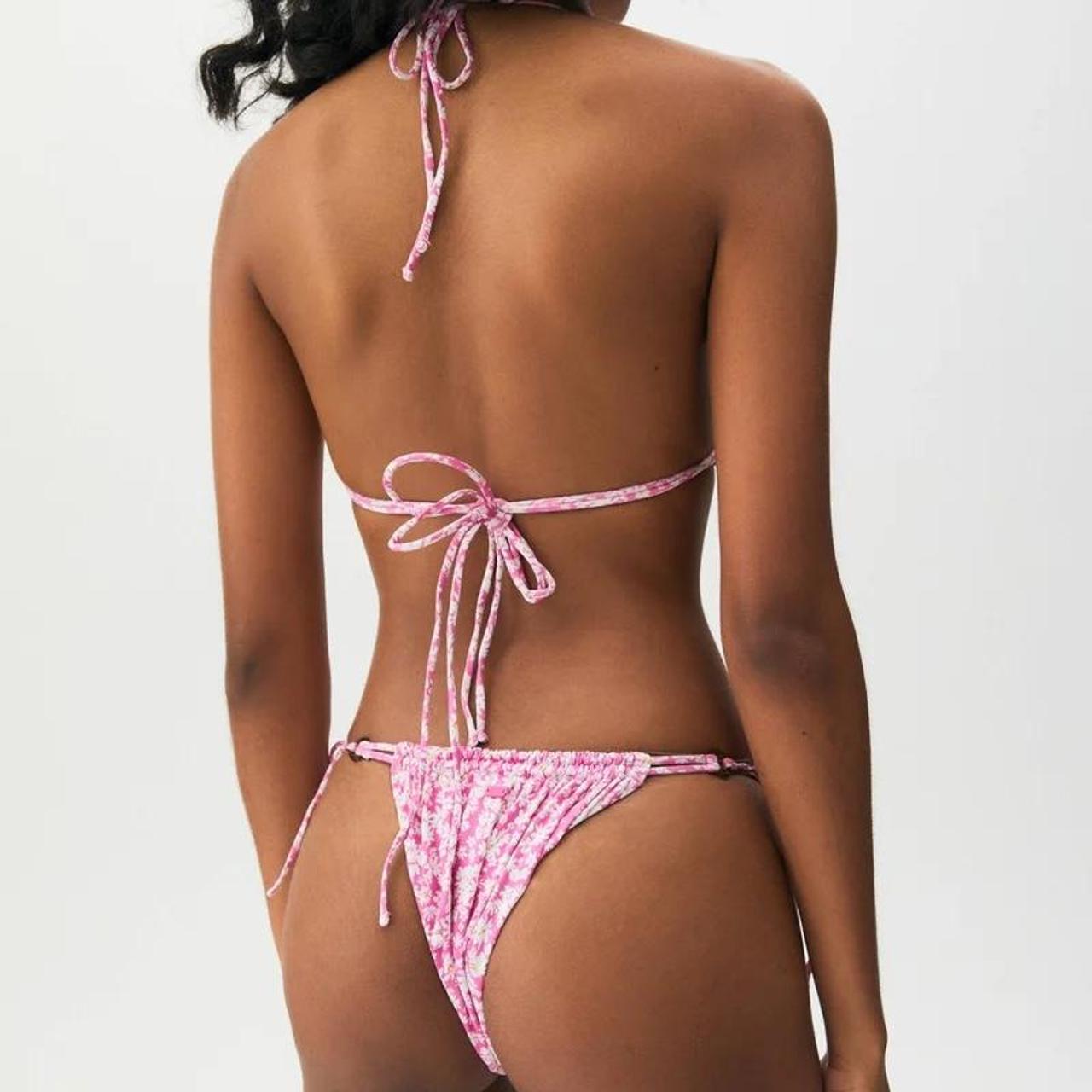 Pull and Bear triangle floral pattern bikini. Cheeky... Depop