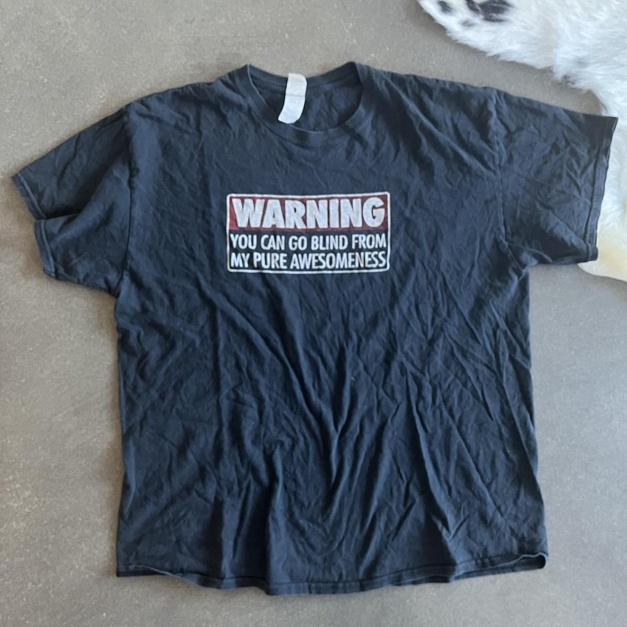 Y2K Warning you can go blind shirt in nice faded and... - Depop