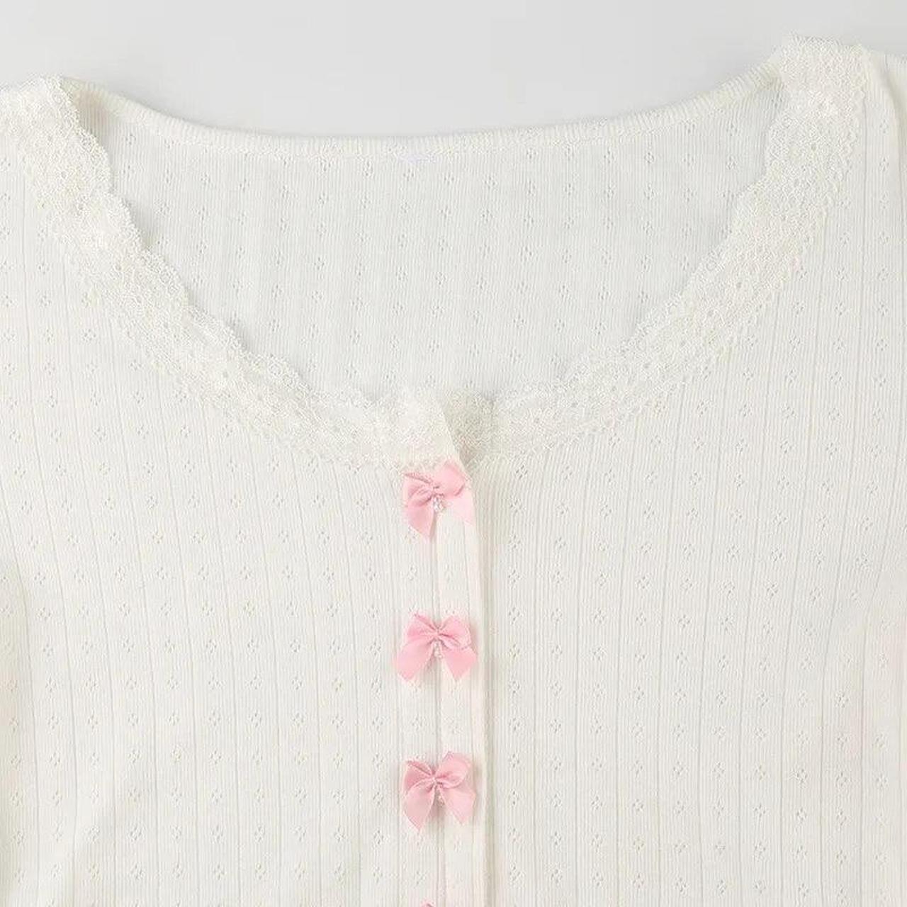 Beautiful coquette white cardigan. The front has... - Depop