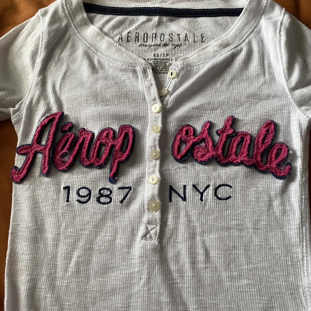 Aeropostale Women S White And Pink Shirt Depop