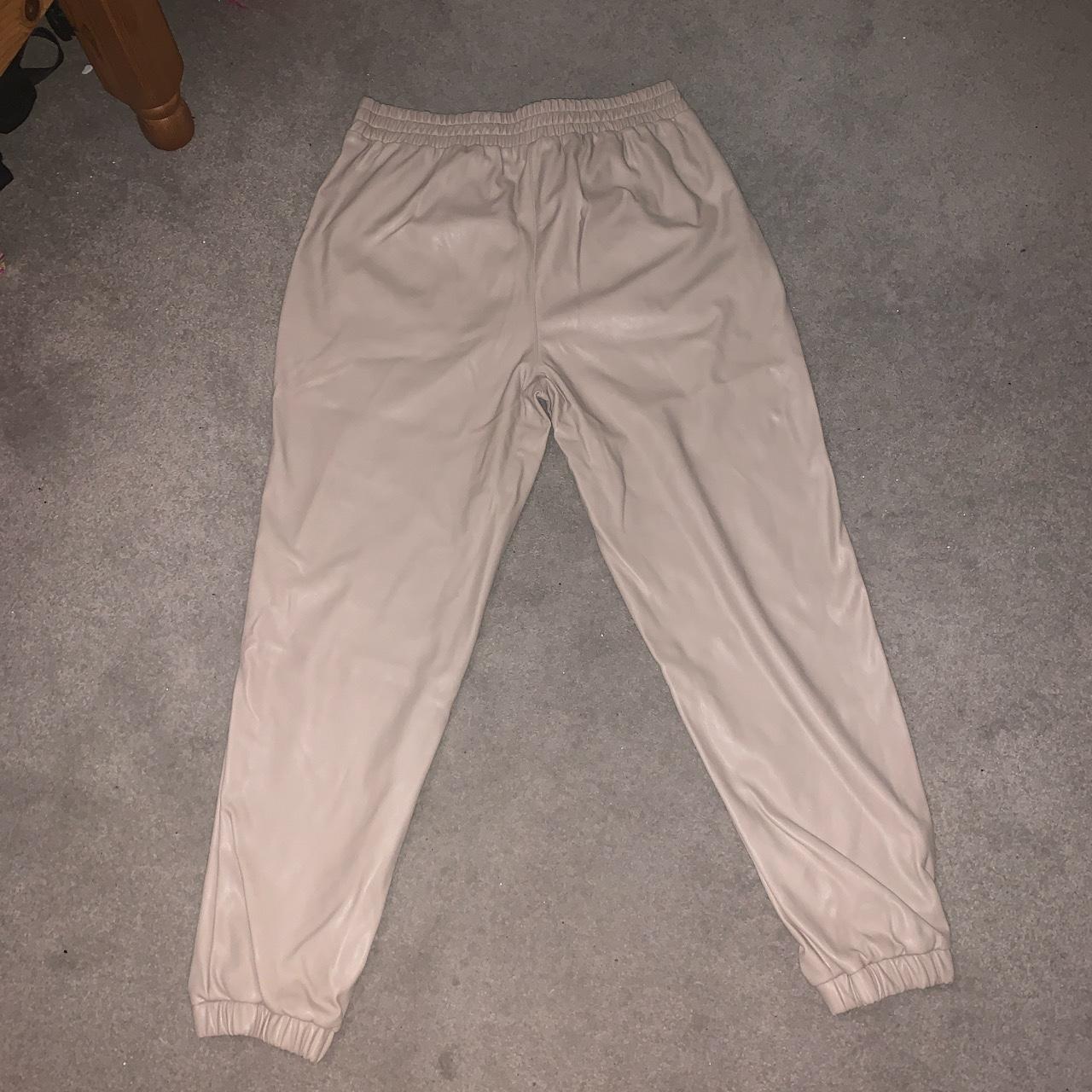 Faux leather cuffed trousers Great condition Size... - Depop