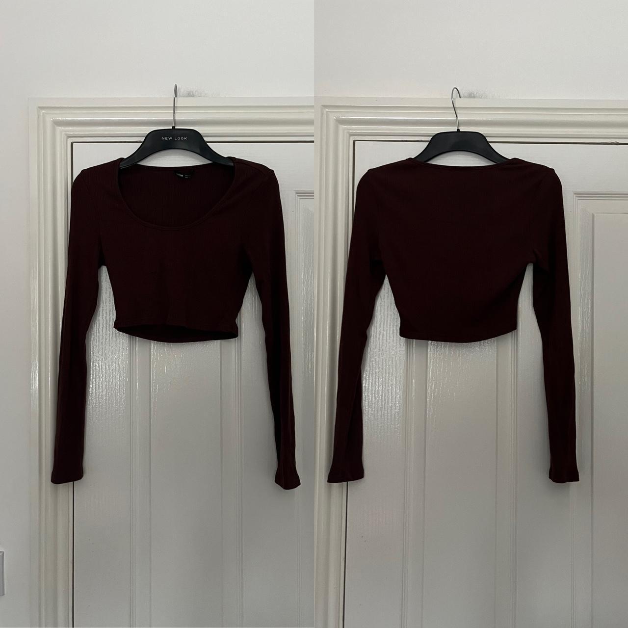 Shein brown ribbed cropped top. Is long sleeved and... Depop