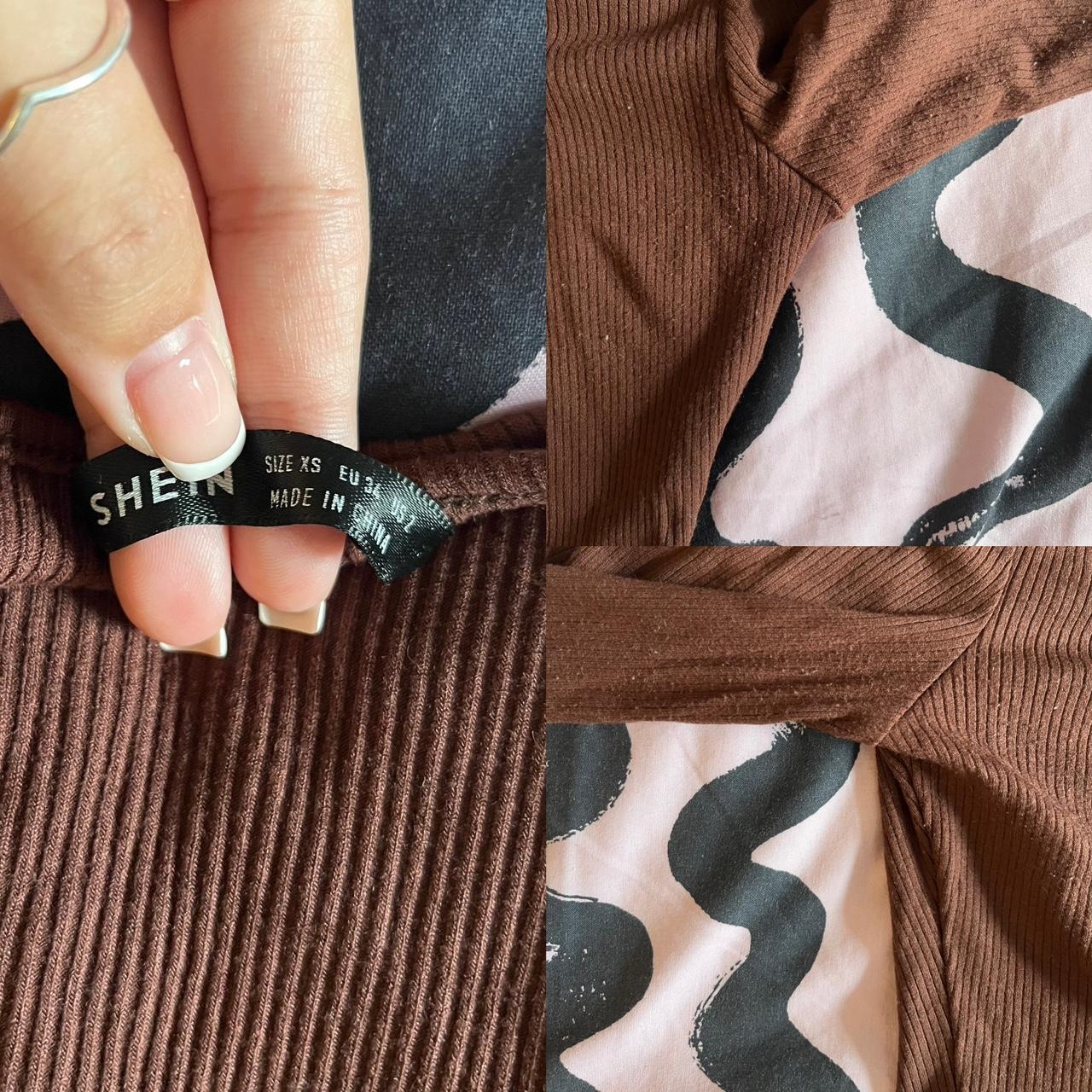 Shein brown ribbed cropped top. Is long sleeved and... Depop