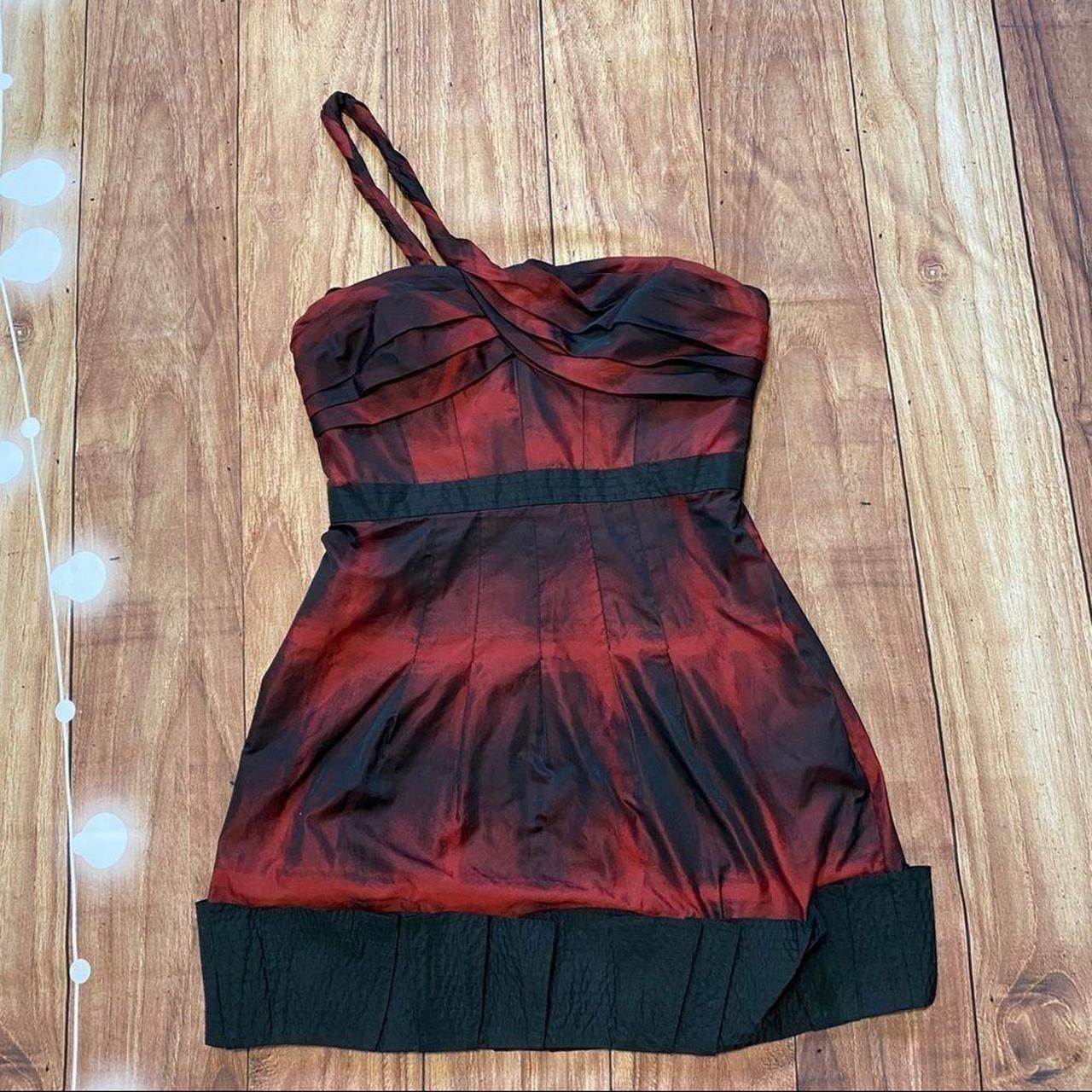 BCBGMAXAZRIA Black Red One Strap Lined Dress. Depop