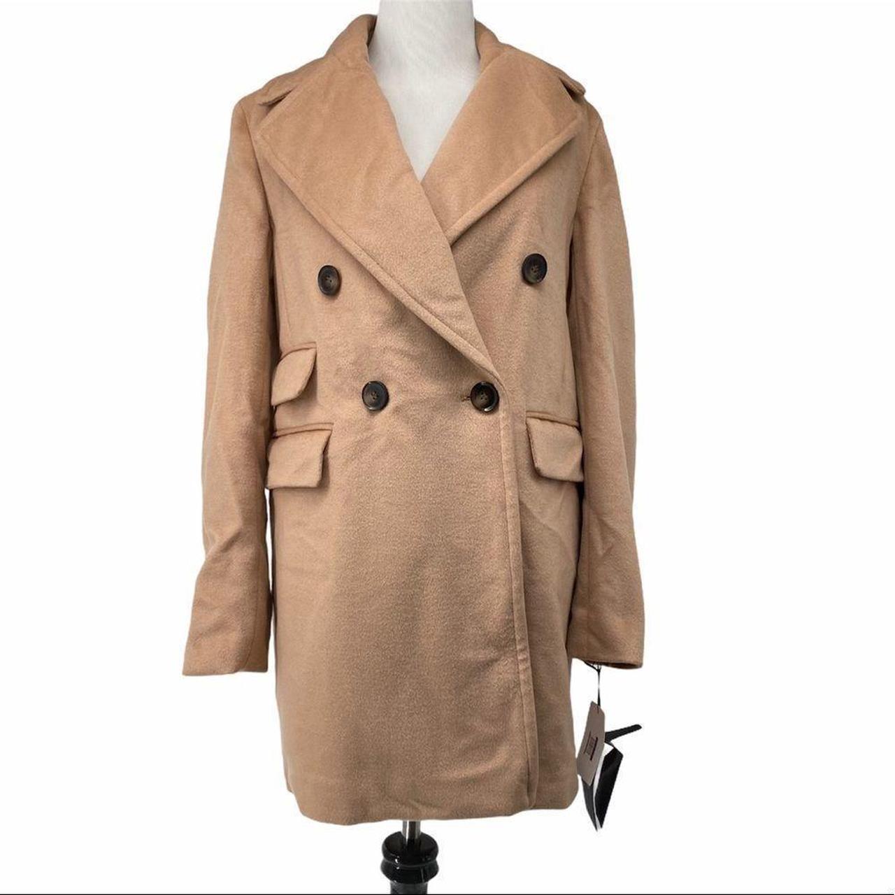 Halogen Atlantic Pacific Tan Sugar Wool Blend Coat. Depop