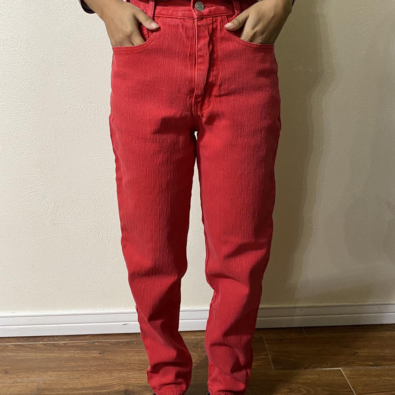 Bright Red Denim Pants true jean denim. Depop