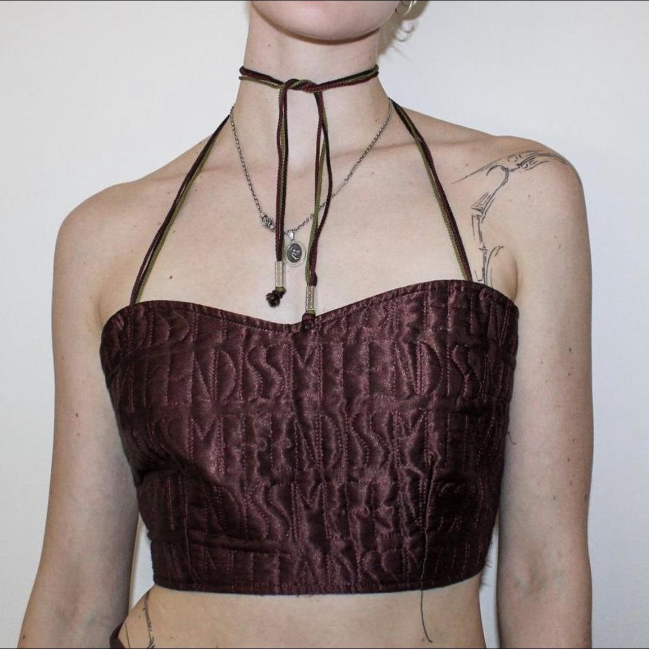 FENDI Chocolate Brown Quilted Bustier IT 42 / US M... - Depop