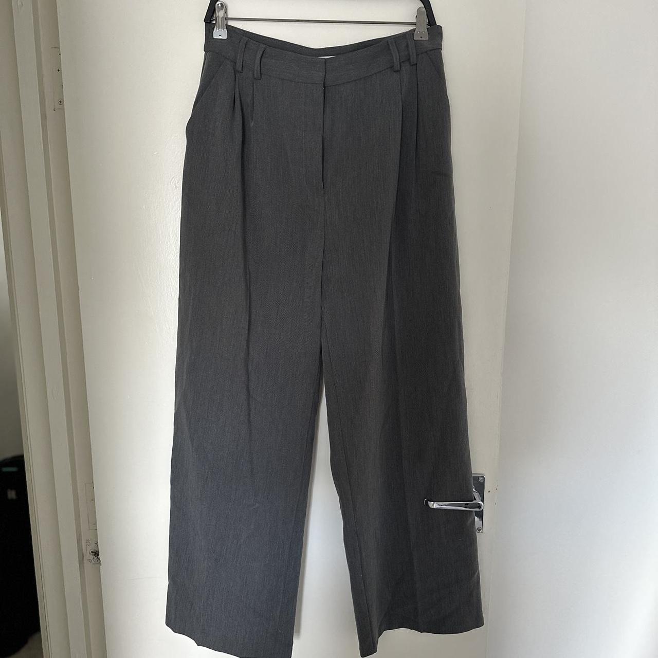 Wide leg dark grey trousers - Primark - worn a hand... - Depop