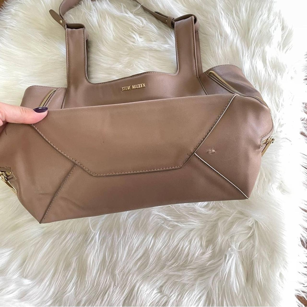 Cognac camel tan Steve Madden tote with mini strap - Depop