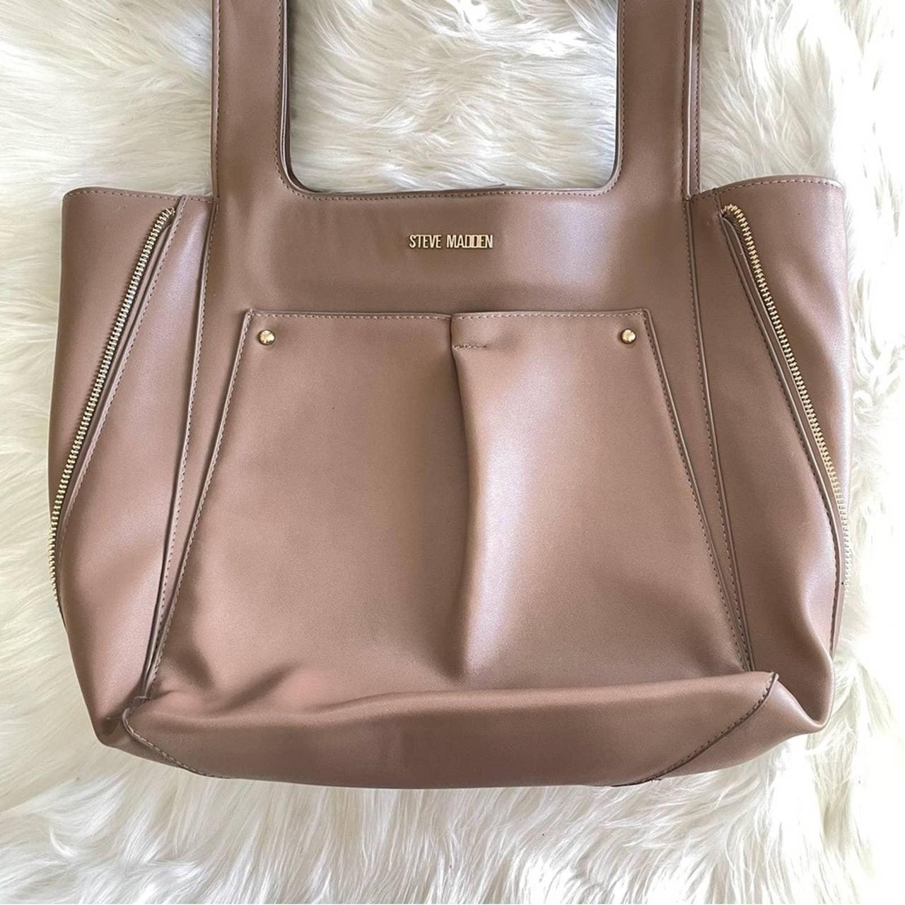 Cognac camel tan Steve Madden tote with mini strap - Depop