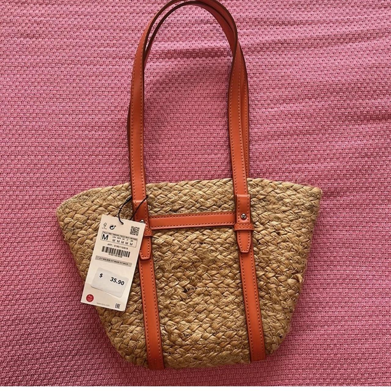 Zara straw bag with orange straps New with tags... Depop