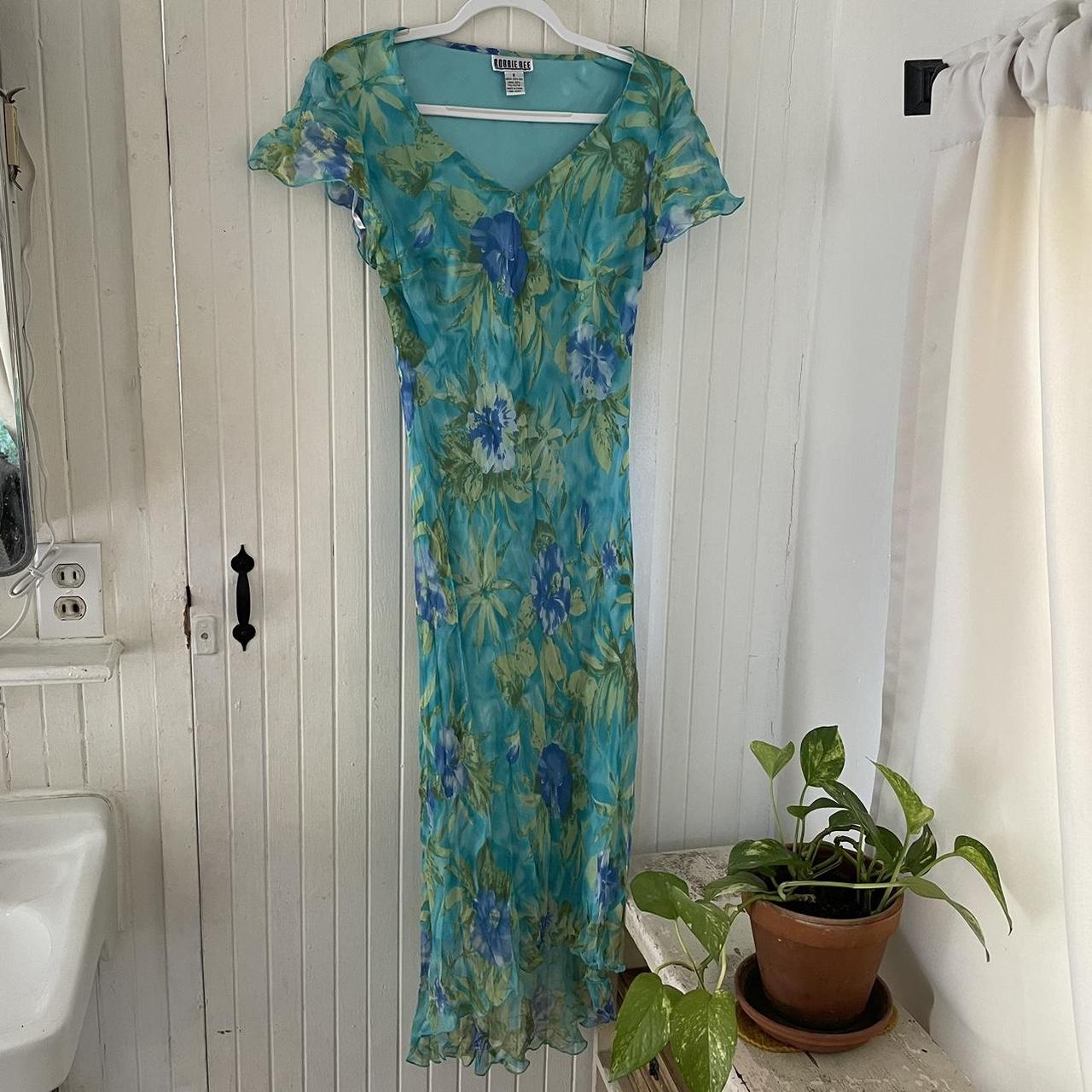 Robbie Bee Women's Midi Dress Green/Blue – Vintage flowy