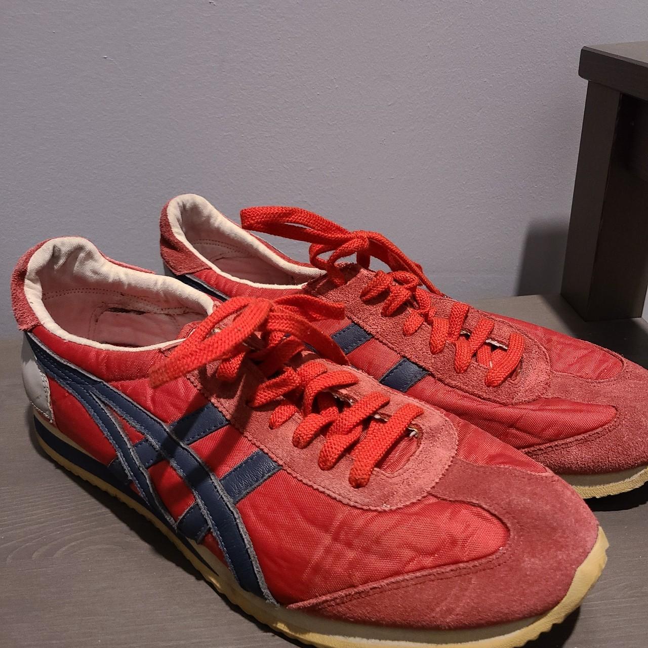 Onitsuka Tiger Asics sneakers red blue US 9 vintage... - Depop