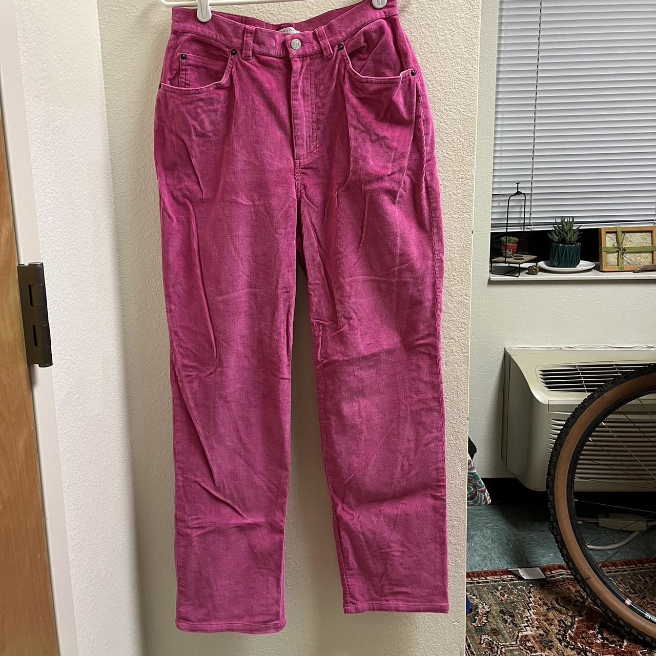 high waisted pink corduroy pants by evan Depop