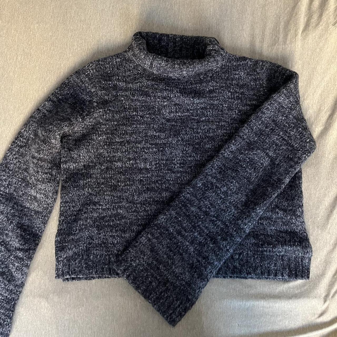 Zara Knit Grey-Black Chunky Turtleneck... - Depop